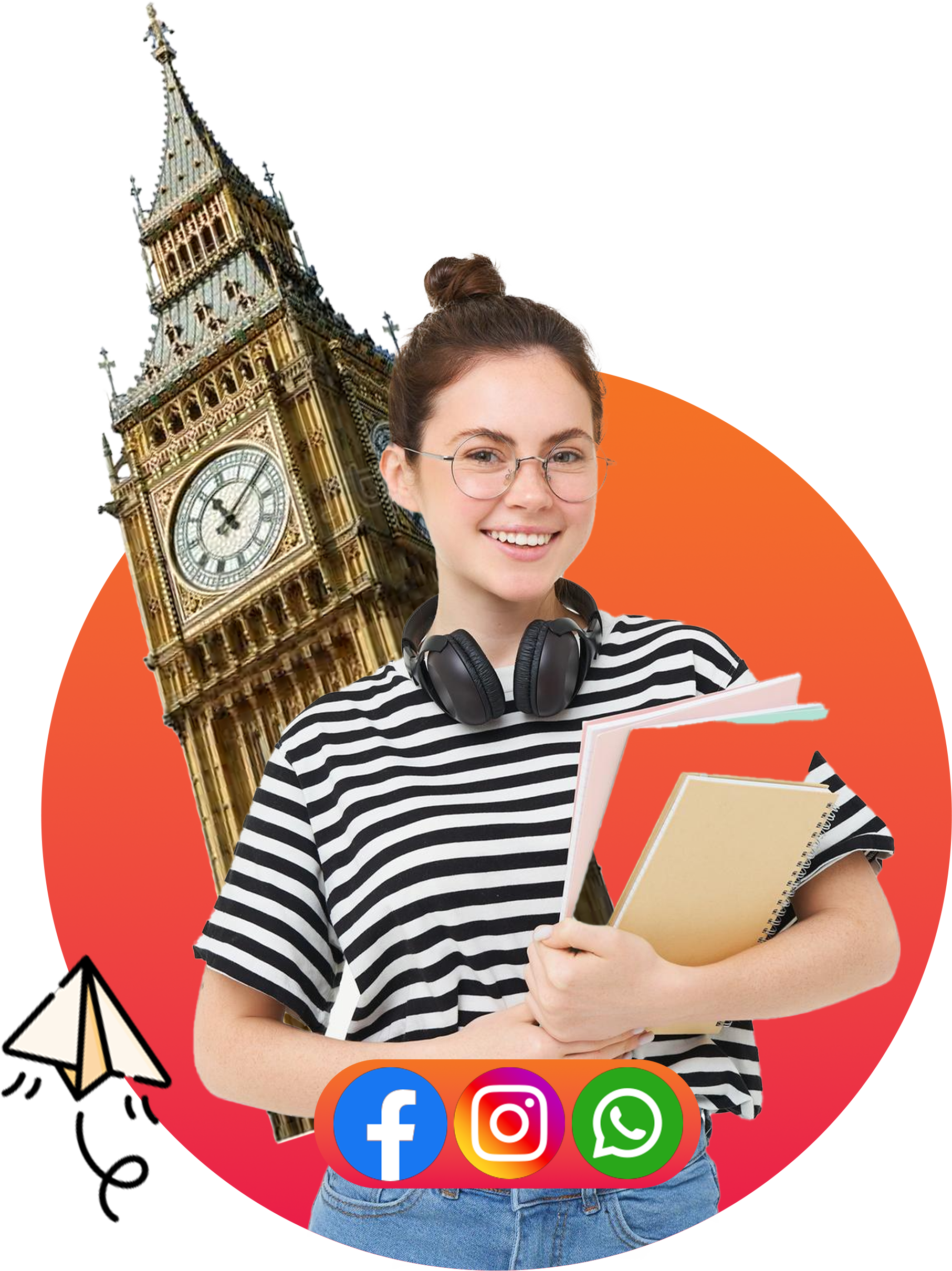 Student in front of the United Kingdom study abroad contact channels